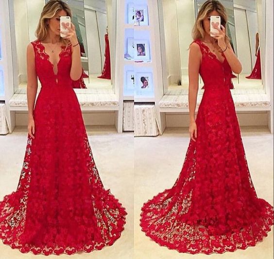 2016 Arrival Red Prom Dresses Sexy Formal Dresseslace Party Dress Backless Prom Dresses Custo 5435