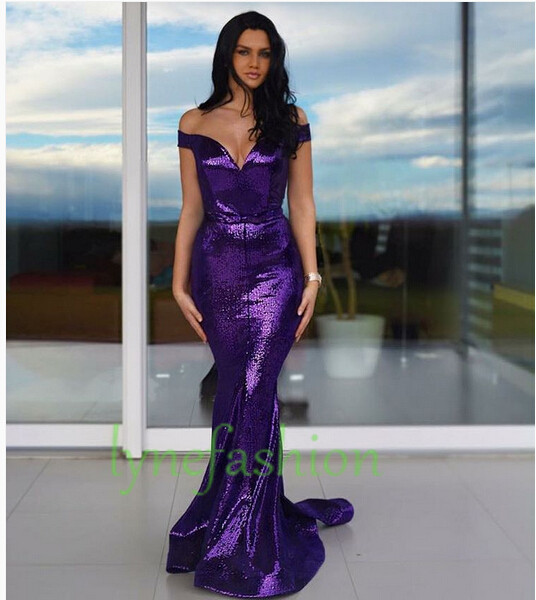 purple sequin formal dress
