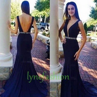 Sexy V-Neck Mesh Backless Elegant Prom Party Dress main image 0
